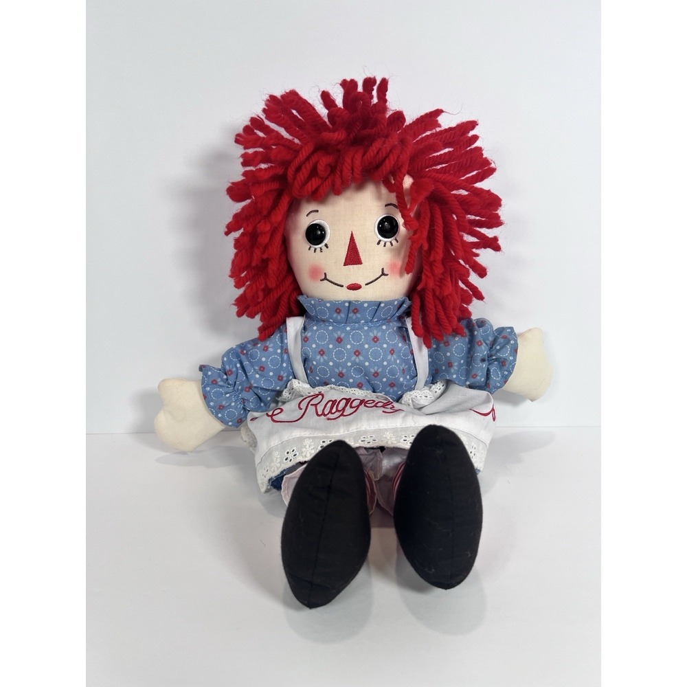 15" Raggedy Ann Traditional‎ Cloth Doll Button Eyes Embroidered Features
